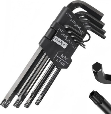 DISEN Upgraded 2 in 1 Torx Star & Metric Allen Hex Key 2 1 Hex, Black 