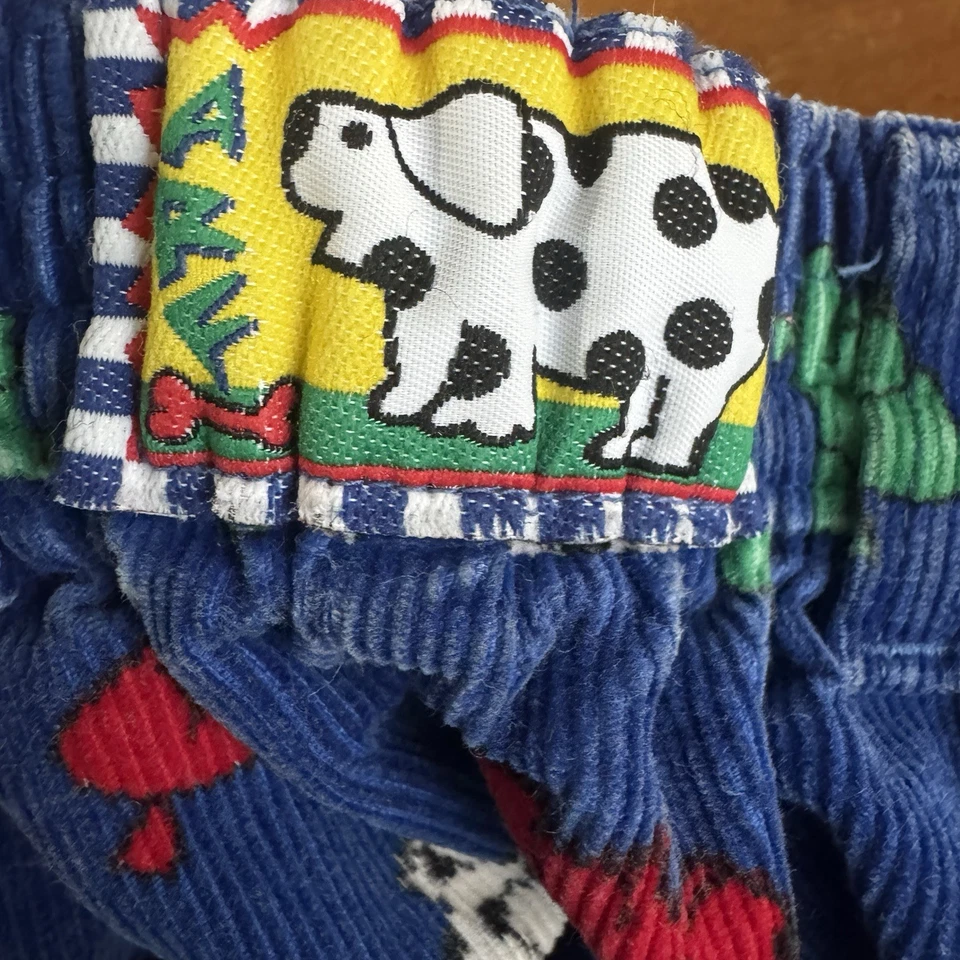 Pantalones de pana Osh Kosh vintage hechos en EE. UU. estampado de cachorro 4t perros azul multicolor Foto 3 de 4