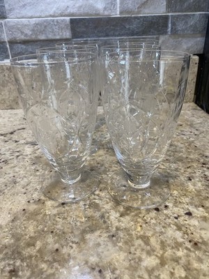 Vintage Set Of 6 Libby Sharpe Etched Iced Tea Glasses