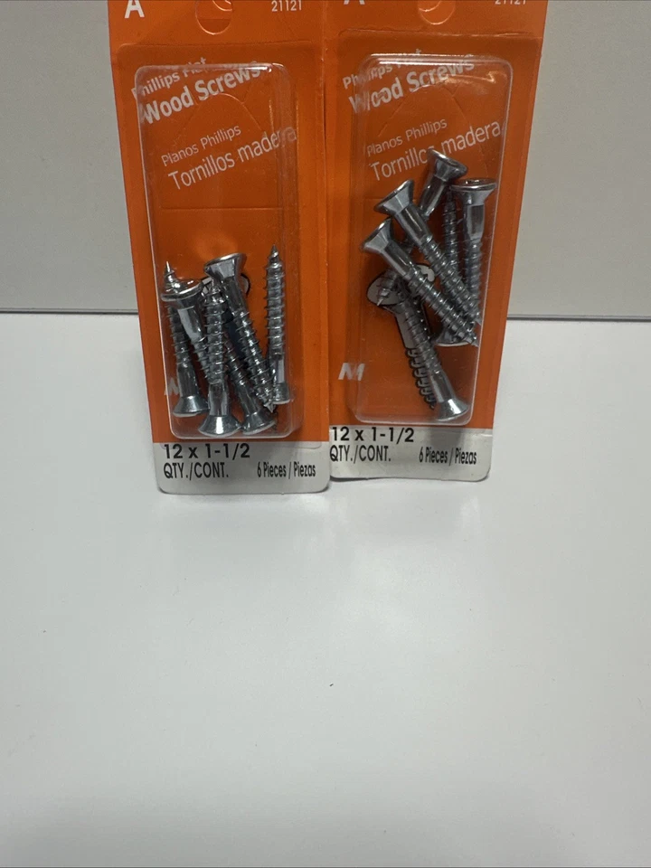 Lot of 10 Packs – #12 x 1-1/2” Phillips Flat Head Zinc Wood Screws (6 Per Pack) - Image 2 of 3