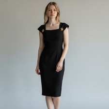 VTG Jessica Howards Womens Black Cap Sleeve Nautical Sheath Dress Size 6 Elegant