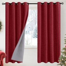 YoungsTex Burgundy Linen Blackout Curtains 72 Inches Long for Bedroom, Room