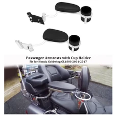 Adjustable Passenger Armrests Kit w/ Cup Holder For Honda Goldwing 1800 01-2017