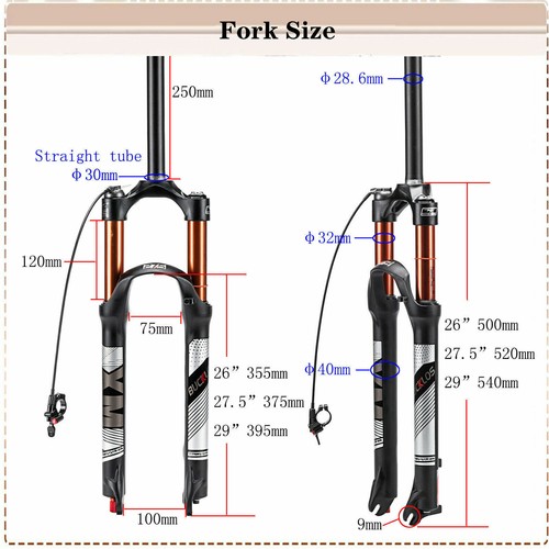 BUCKLOS 26/27.5/29" XC Mountain Bike Suspension Fork 120/100mm Straight/Tapered - Picture 18 of 21