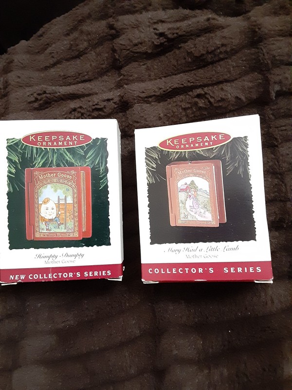 VINTAGE HALLMARK MOTHER GOOSE CHRISTMAS . ORNAMENTS 1993 AND 1996