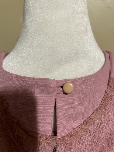 Vintage Shirt Dress Womens Sz 18 Past Knee Length Lace Bubblegum Pink Lace Coat - Picture 10 of 14