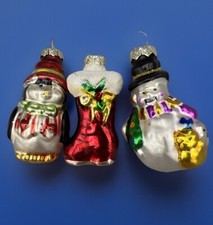 Blown Glass Stocking Snowman Penguin Christmas Ornaments 3 Small  2.25  