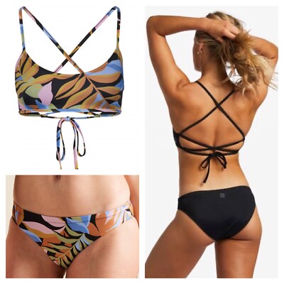 BNWT BILLABONG A DIV LACE UP TRILET TOP & FULL BOTTOMS (MED) RRP $152