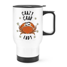 Fou Crabe Femme Stars Voyage Tasse avec Poignée - Drôle Animal Thermique Flasque
