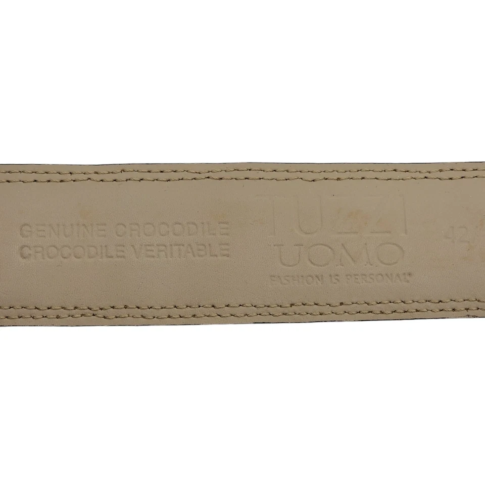 Ceinture En Cuir Embossée Crocodile Tuzzi Pour Homme | Camel | 42/105 | NEUF - Photo 4/4