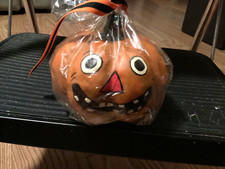 Vintage Halloween Uśmiechnięta Dynia Świeca na twarz