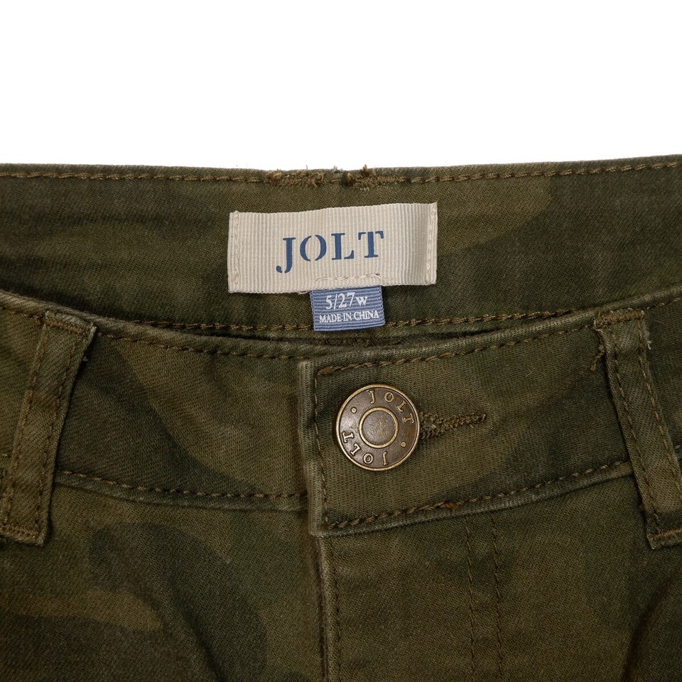 Jolt Pants Juniors Size 5/27 Green Camouflage Skinny Ankle Measures 27