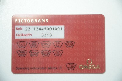 OMEGA CONST. DOUBLE EAGLE CHRONO.AUTOMATIC CAL. 3313 Pictogram Guarantee Card