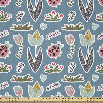 Natur Microfaser Stoff als Meterware Doodle Waldblumen