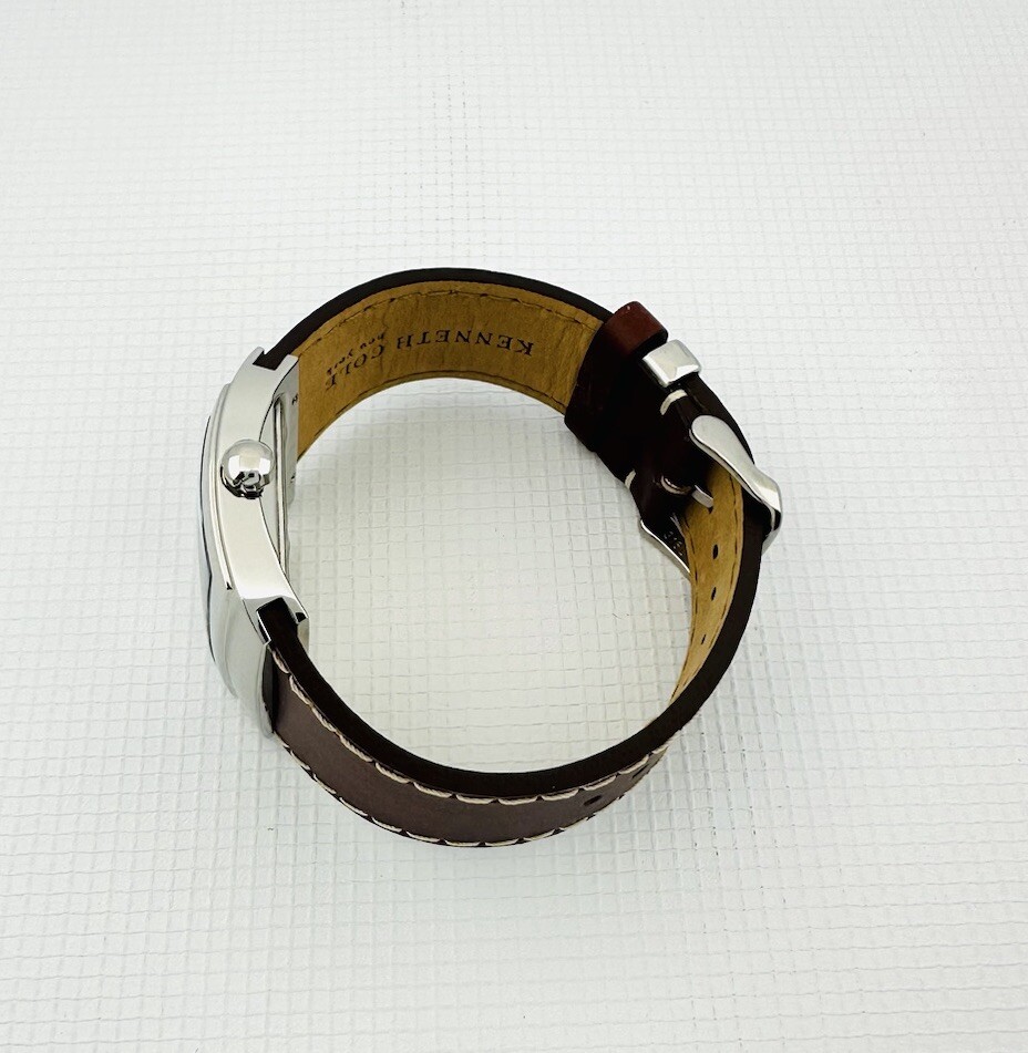 Kenneth Cole Men’s KC1241 Brown Leather Strap Big number Silver White Dial Watch Kenneth Cole KC1269 Men main image 2