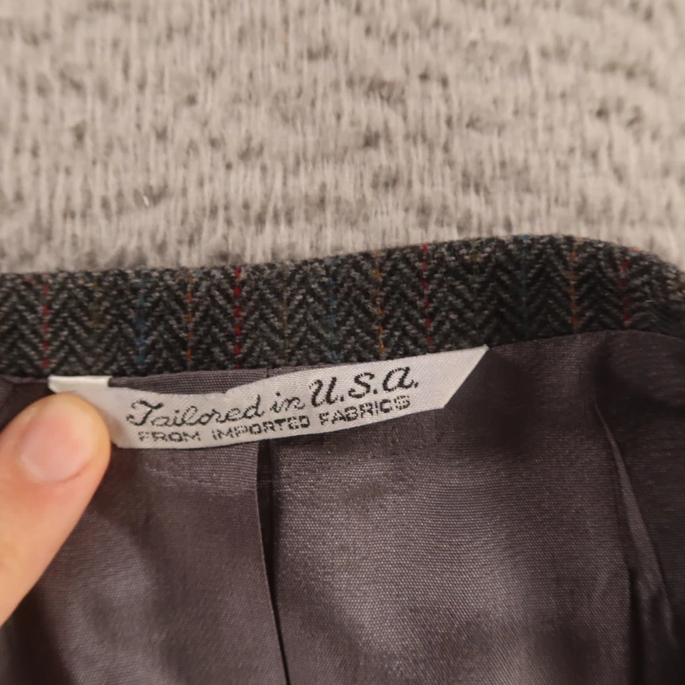 Chaqueta de Tweed de Colección M Gris Espiga Azul Amarillo Rayas Lana Blazer EE. UU. 42R Foto 3 de 4
