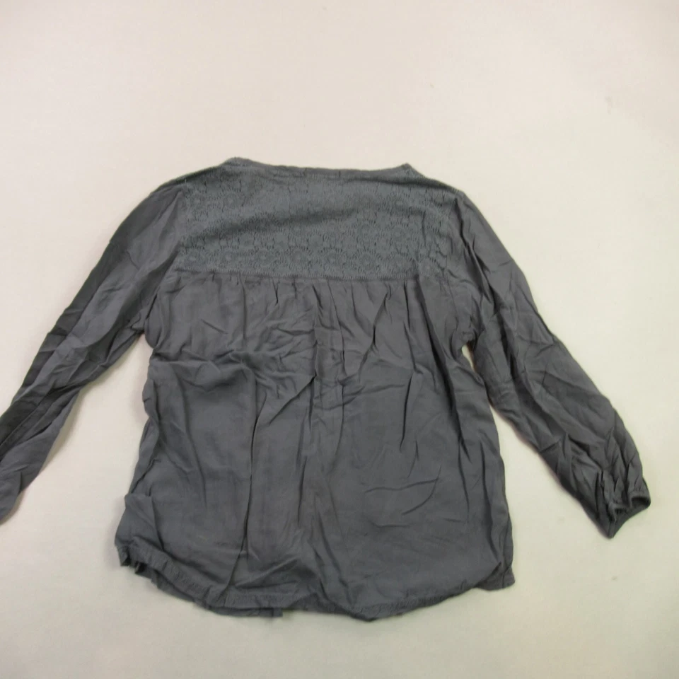 Prana Shirt Womens Large Long Sleeve Button Front Gray Crew Neck - Image 4 of 4