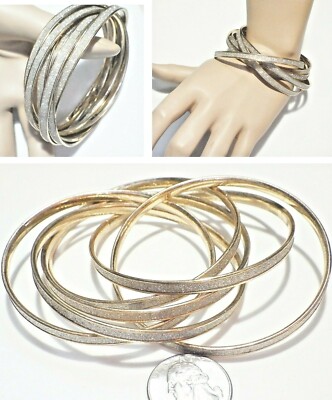 Set of 6 Intertwined Glittery Sparkling ST Textured Bangle