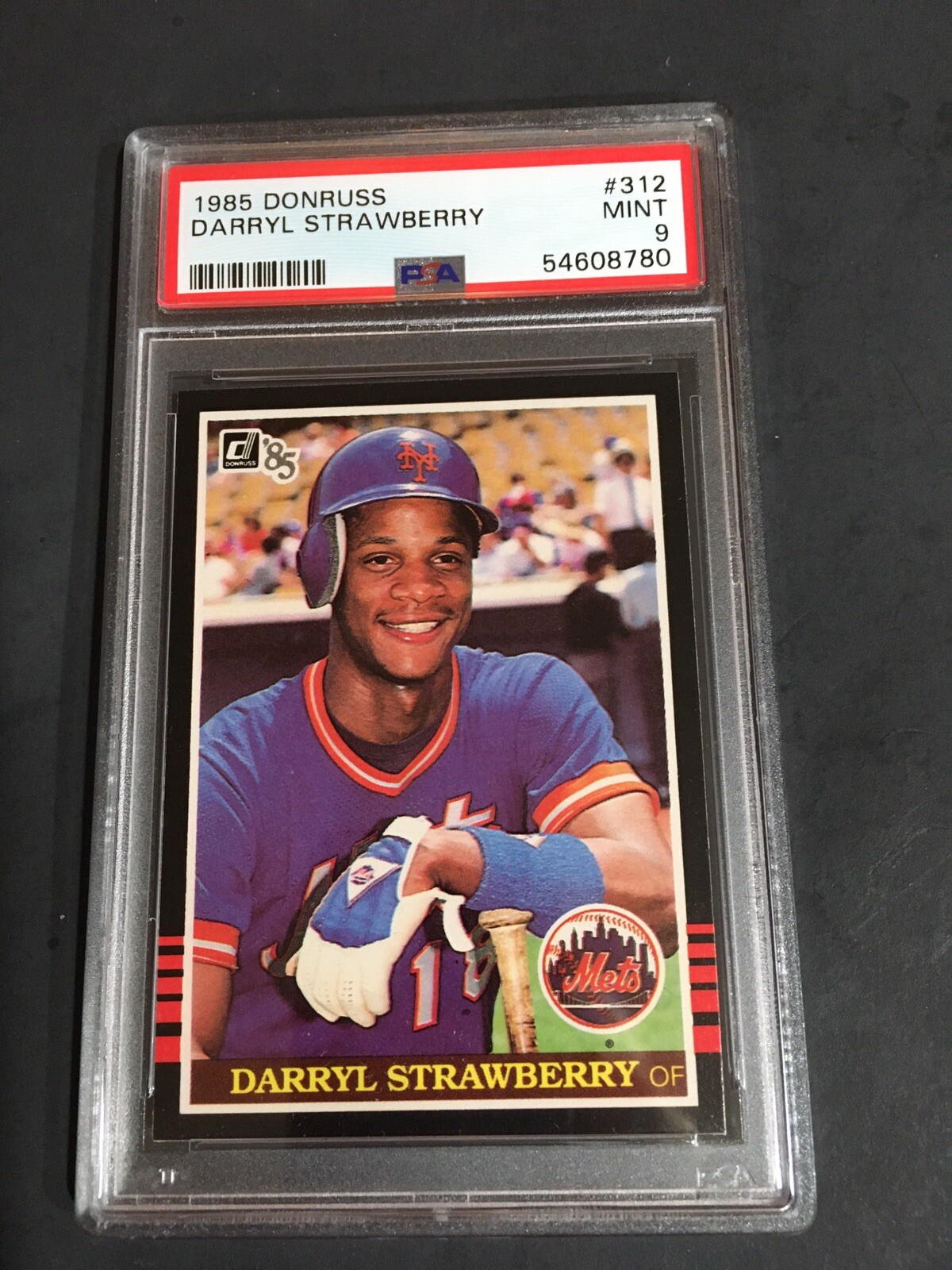 1985 DONRUSS DARRYL STRAWBERRY, #312, PSA 9, MINT (Free Shipping on Any 3 Cards)