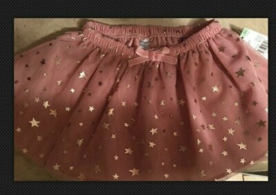 Sparkly Fancy Toddler Pink Skirt/Gold Stars - Size 12M or 24M-  NWT
