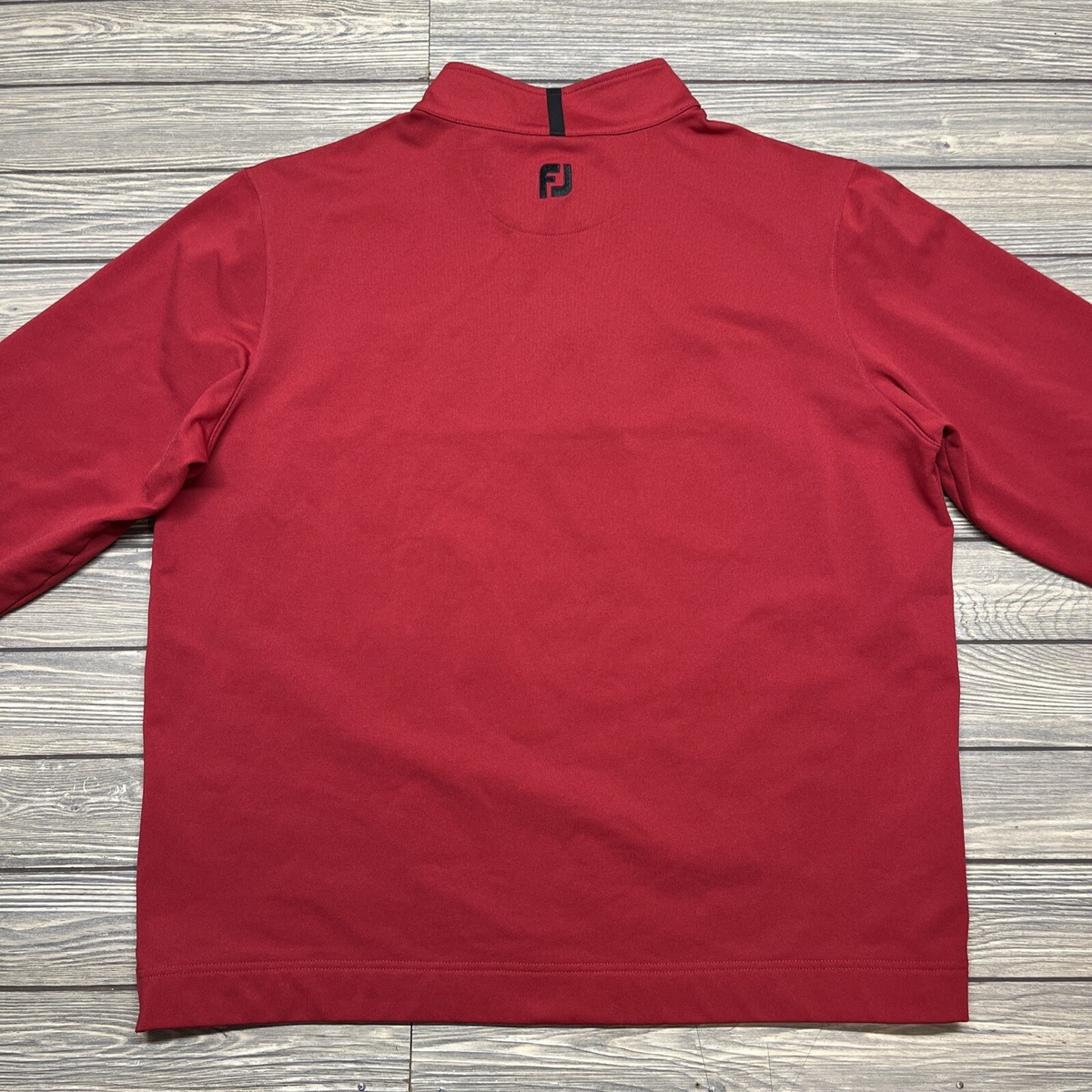 Pull Homme FootJoy Rouge – Dos Brossé Piqué – 1/4 Zip – Couche Intermédiaire Sport – Taille XL