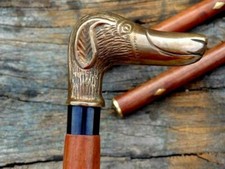 Brass Dog Designer Antique Style Cane Wooden Walking Stick Vintage Canes handle