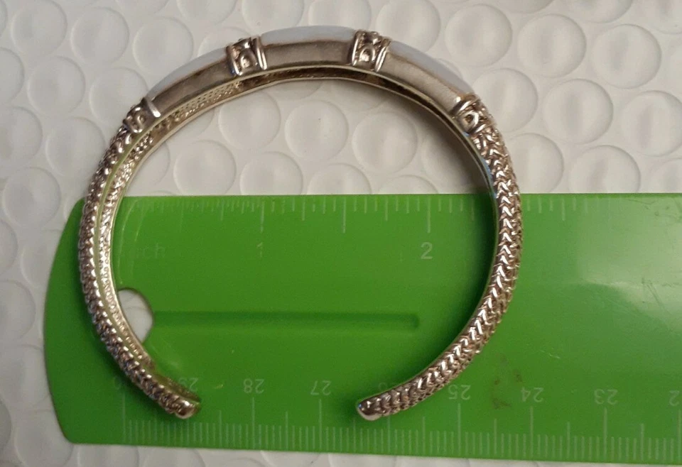 Brazalete vintage de plata esterlina con textura de ágata de encaje azul promedio  Foto 4 de 4