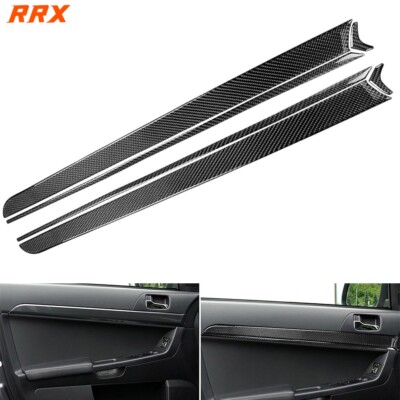Carbon Fiber Door Panel Trim Strips Interior For Mitsubishi Lancer