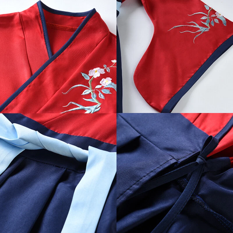 Kid Boy Girl Tang Suit Embroidered Chinese Uniform Hanfu Ancient Stage Dance - Image 3 of 4