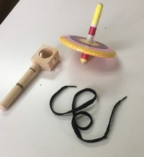 TRADITIONAL HAND PAINTED WOOD "PIRINOLA" ,SPINNER , MEXICAN TOY , BRIGHT COLORS