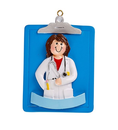 PERSONALIZED Female Doctor on Clipboard - Physician Ornament 2023 Keepsake Gift - Picture 2 of 6