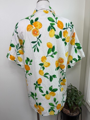 Zara Womens Oversized Linen Blend Lemon Shirt Dress Size XS Beachy Travel Art - Picture 6 of 12