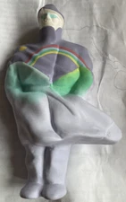 Man Statue with Coat Blowing in Breeze Painted Rainbow Sun 8" Tall L’Aquilone