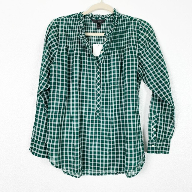 women's green gingham shirt