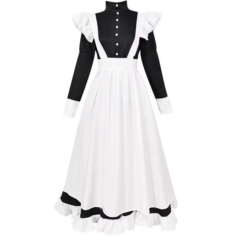 Para Hombres Vestido de Criada Volantes Manga Larga Camarera Juegos con disfraces Lolita Halloween Disfraz Foto 4 de 4