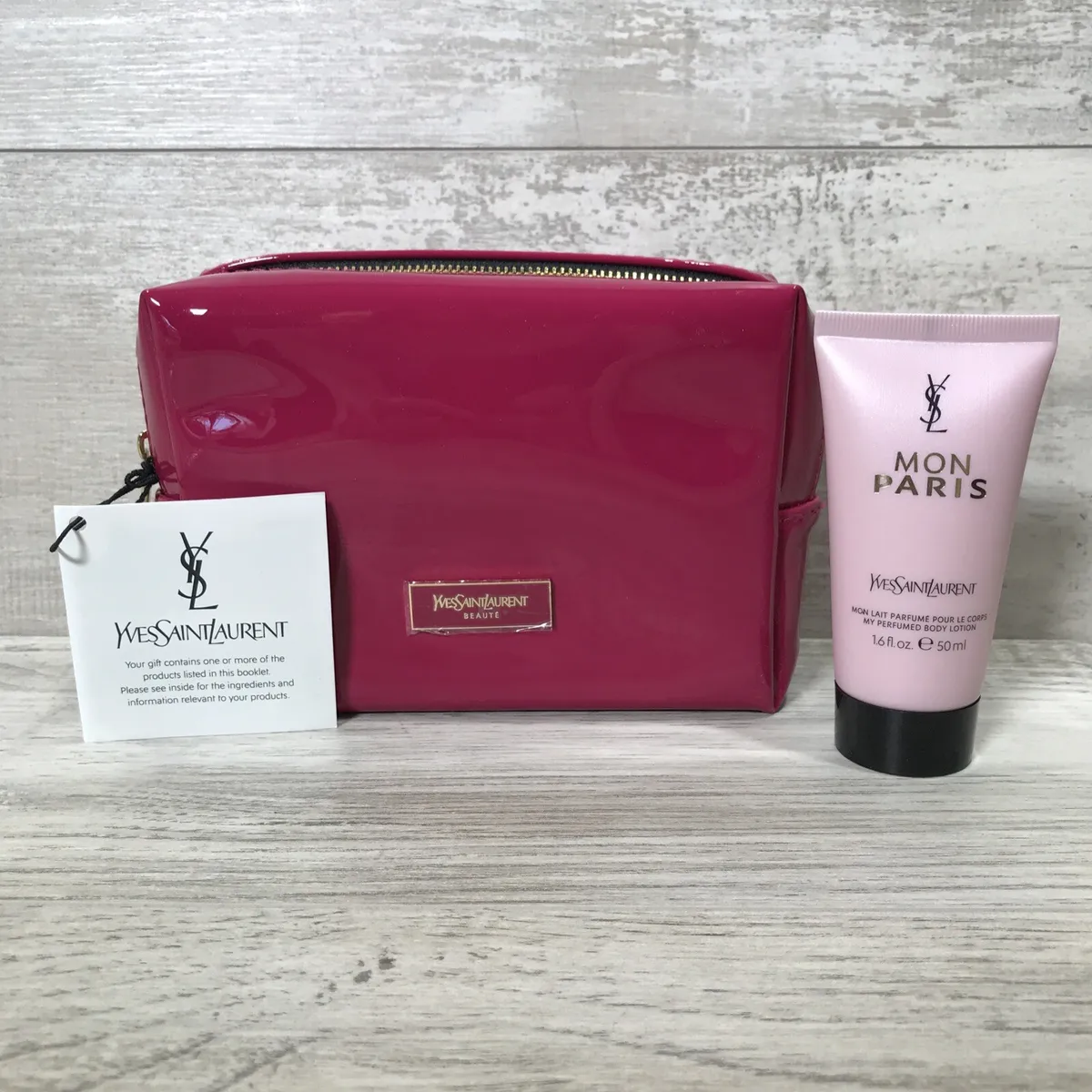 Berri gårdsplads solopgang YVES SAINT LAURENT YSL Bag Travel Makeup Gift W/ Mon Paris Lotion 1.6 oz  Pink | eBay