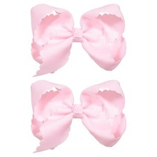 Miroksh Pink Grosgrain Ribbon Hair Bow with Scalloped Edges for Teen Girls,4"