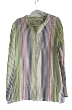 Vintage Collections Etc Shirt Women’s Size XL Pastel Striped Button Up Cotton 