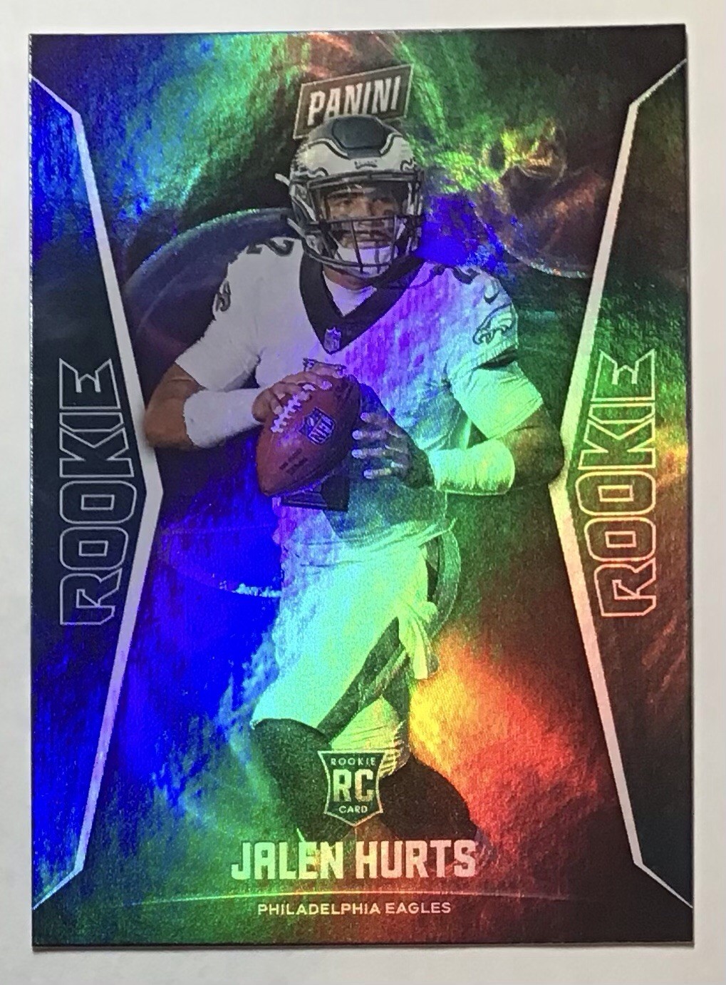 JALEN HURTS 2020 RC ROOKIE PLAYER OF THE DAY HOLO🌈 INSERT PHILADELPHIA EAGLES