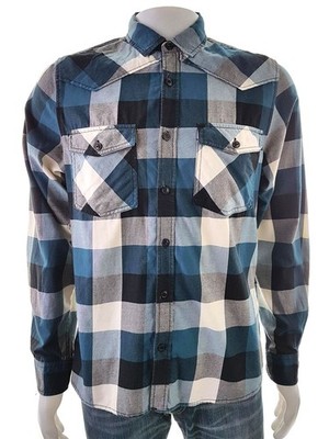 TOPMAN Herren Freizeithemd Gr. M Blau Baumwolle 100% Langer Ärmel Kragen