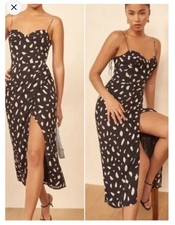 Reformation black white midi midaxi xs Kourtney dress sarong Polka Dot New