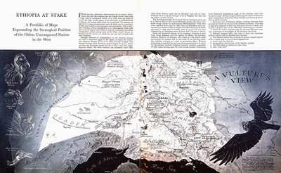Ethiopia At Stake Vulture View Strategic Map Africa Vtg 1935 Magazine Map Image