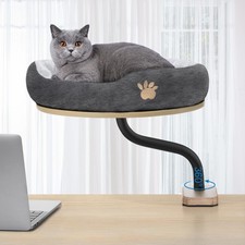 Cat Desk Bed Mounted Cat Hammock for Desk with Comfortable Removable Pet Bed ...