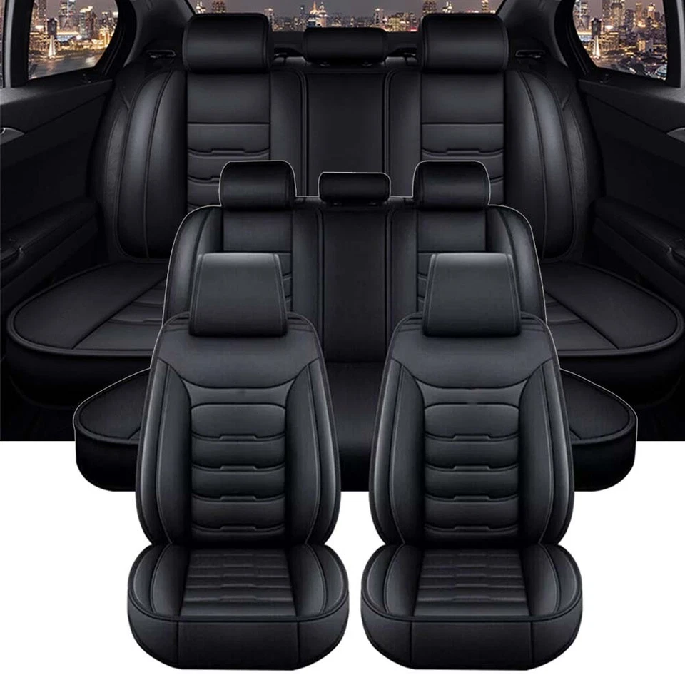 Full Set For Dodge Charger Deluxe Leather Car 5-Seat Covers Front & Rear Cushion Foto 2 de 4