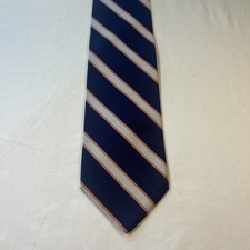 Brooks Brothers Makers Repp Tie Navy Silver Pink Pure Silk Striped 3-3/4  X 59  