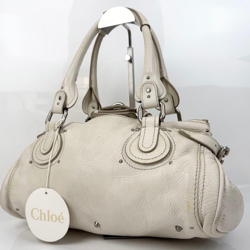CHLOE Paddington Leather Tote Hand Bag Off-White Y2K Authentic Used From Japan