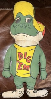 Vintage 1973 Kelloggs DIG 'EM Frog Stuffed Cloth Doll Cereal Mail Promo 17"