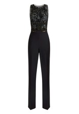 NWT ELISABETTA FRANCHI BLACK CREPE JUMPSUIT WITH EMBROIDERY TU06662E2