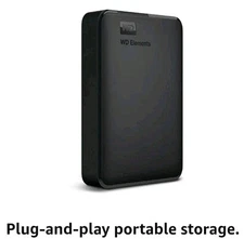 WD 4TB Elements Portable USB 3.2 Gen 1, Hard Drive HDD - WDBU6Y0040BBK-0A