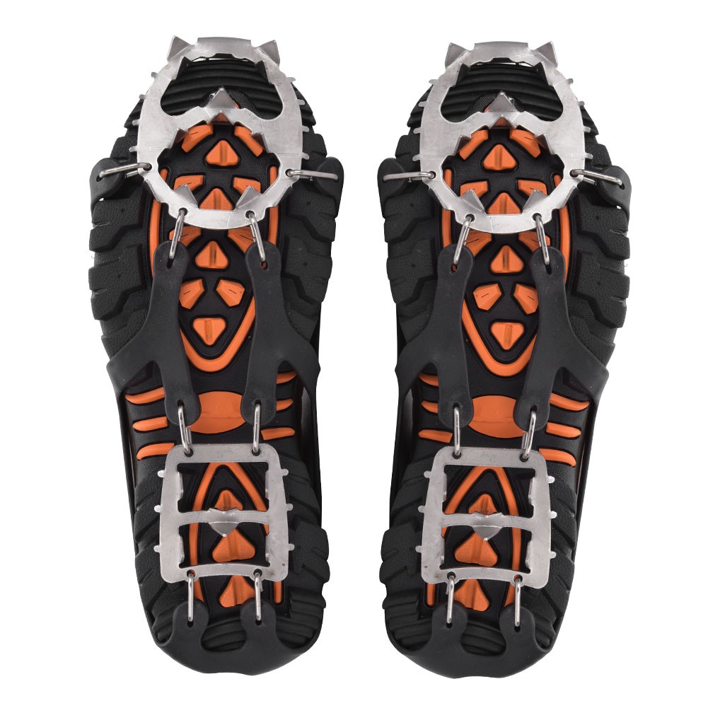 18 Teeth Anti Slip Ice Cleat Shoe Grips Spikes Cleats Crampons Hiking Climb AJ